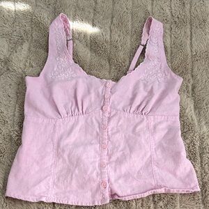 Hollister Pink Embroidered Blouse